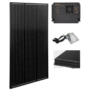 1 - KIT PANNELLO SOLARE FOTOVOLTAICO DA 140W CBE MEDIUM PLUS BLACK CAMPER BARCA BAITA